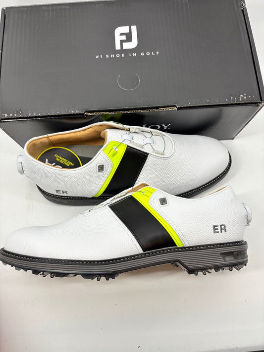 Footjoy Myjoys Premiere BOA Packard Golf Shoes White Black Green ER 11.5 M