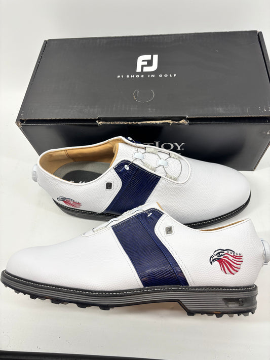 Footjoy Myjoys Premiere BOA Packard Spikeless Golf Shoes White Eagle 12 XW