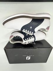 Footjoy Myjoys Traditions Series Golf Shoes White Blue Pink Custom 10.5 Medium