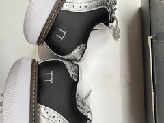 Footjoy Myjoys Traditions Series Golf Shoes Black Shiny Silver 12 Medium