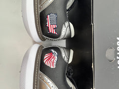 Footjoy Myjoys Traditions Series Golf Shoes Black Shiny Silver USA 10 M