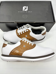 Footjoy Myjoys Traditions Series Golf Shoes White Brown Gator Custom 10 Wide