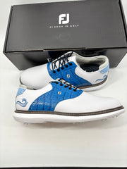 Footjoy Myjoys Traditions Series Golf Shoes White Custom Blue 9.5 Wide