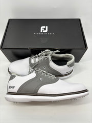 Footjoy Myjoys Traditions Series Golf Shoes White Grey MHF Logo Size 11 Wide