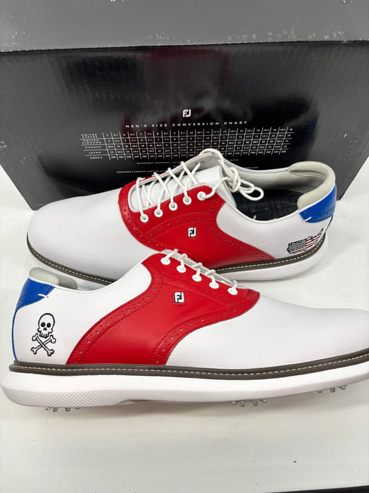 Footjoy Myjoys Traditions Series Golf Shoes White USA SKULL Custom 15 Medium