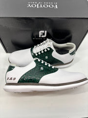 Footjoy Myjoys Traditions Series Golf Shoes White Green Custom Initials 14 Med