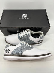 Footjoy Myjoys Traditions Series Golf Shoes White Grey Custom Racing 10.5 Medium