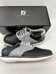 Footjoy Myjoys Traditions Series Golf Shoes Black Custom Logos 11.5 Wide