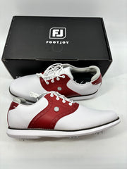 Footjoy Myjoys Traditions Series Golf Shoes Womens White Red Size 7 Medium