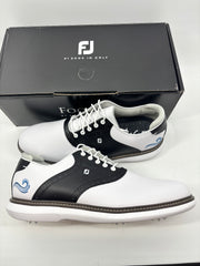 Footjoy Myjoys Traditions Series Golf Shoes White Black Wave Logo 12.5 N