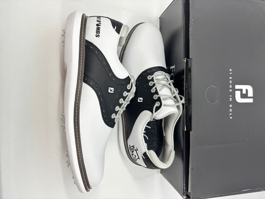 Footjoy Myjoys Traditions Series Golf Shoes Hit Bombs White Black 9.5 Medium