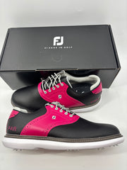 Footjoy Myjoys Traditions Series Golf Shoes Black Custom PAR Hot Pink 10 Wide