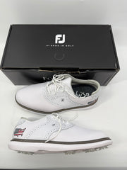 Footjoy Myjoys Traditions Series Golf Shoes White Pebble U.S.A. Logo 9.5 Wide