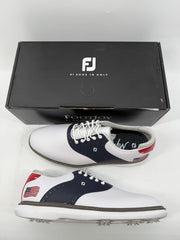 Footjoy Myjoys Traditions Series Golf Shoes White Pebble U.S.A. Flag 12 Medium