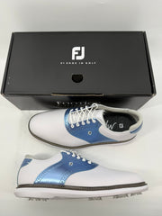Footjoy Myjoys Traditions Series Golf Shoes White Pebble Blue Saddle 11 Medium