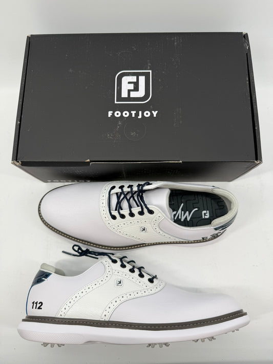 Footjoy Myjoys Traditions Series Golf Shoes White 112 Two Horseshoes 10.5 Medium