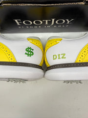 Footjoy Myjoys Traditions Series Golf Shoes White Yellow Money Sign 10 Medium