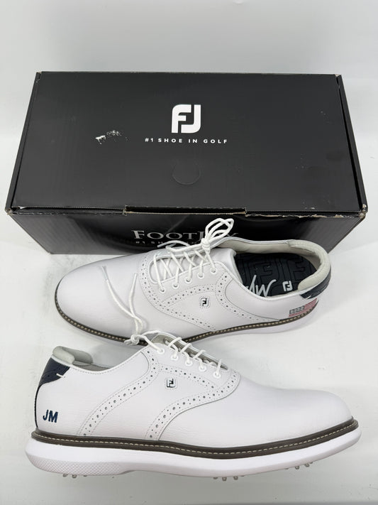 Footjoy Myjoys Traditions Series Golf Shoes White Pebble U.S.A. Flag 12 Medium