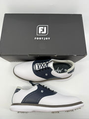 Footjoy Myjoys Traditions Series Golf Shoes White Navy 10.5 Extra Wide