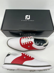 Footjoy Myjoys Traditions Series Golf Shoes White Red 10 Medium