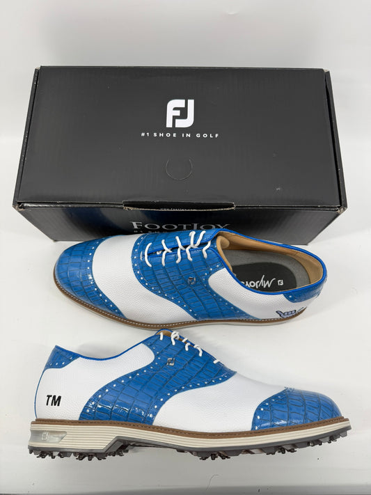 Footjoy Myjoys Premiere Series Wilcox Golf Shoes White Blue TM Hang Ten 14 Wide