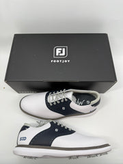 Footjoy Myjoys Traditions Golf Shoes Custom White Navy SID 11 Extra Wide