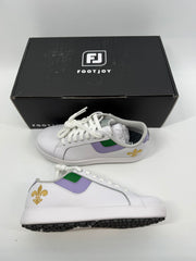 Footjoy Myjoys Links Series Golf Shoes Womens White Lavender Fleur-de-lis 5 Med