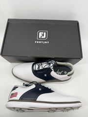 Footjoy Myjoys Traditions Golf Shoes Custom White Navy USA Flag 12 Extra-Wide