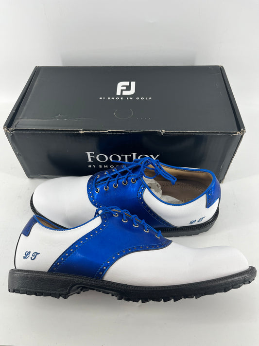 Footjoy Myjoys Golf Shoes 52270 Traditional Professional White Blue Custom 10.5