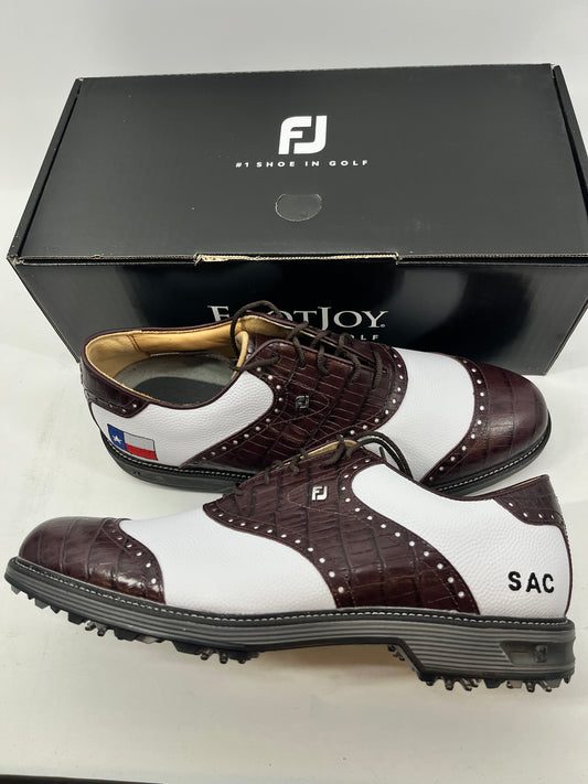 Footjoy Myjoys Premiere Series Wilcox Golf Shoes White Custom Texas 11.5 Narrow