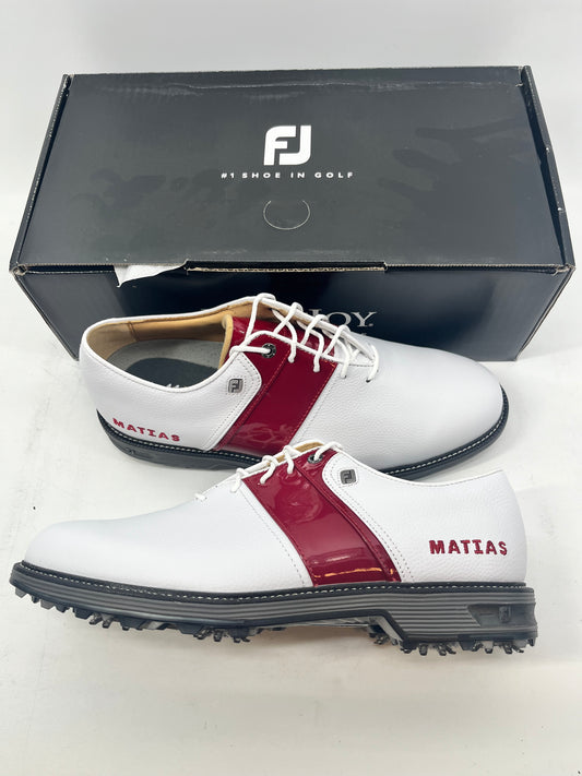 Footjoy Myjoys Premiere Series Packard Golf Shoes Custom White Patent Red 9 Med