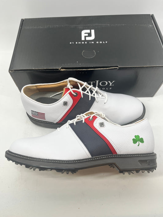 Footjoy Myjoys Premiere Series Packard Golf Shoes Custom White USA Shamrock 9 M