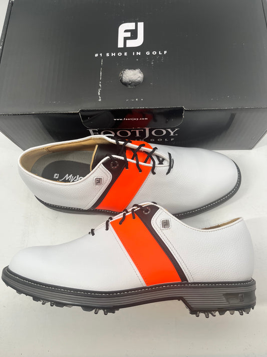 Footjoy Myjoys Premiere Series Packard Golf Shoes Custom White Neon Orange 9 M