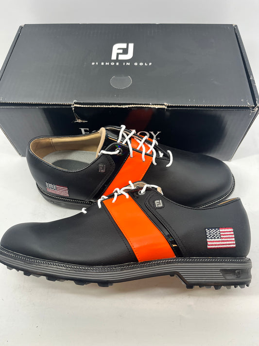 Footjoy Myjoys Premiere Series Packard Golf Shoes Custom Black Orange 10.5 Wide