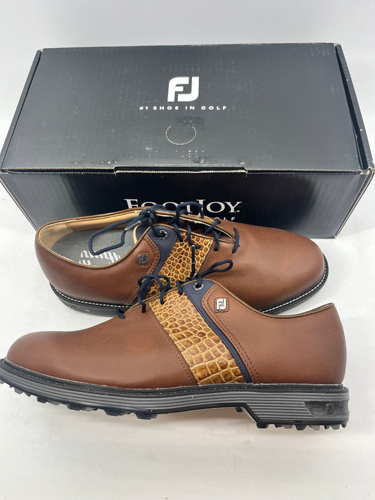 Footjoy Myjoys Premiere Series Packard Golf Shoes Custom Brown Blue 9 XW