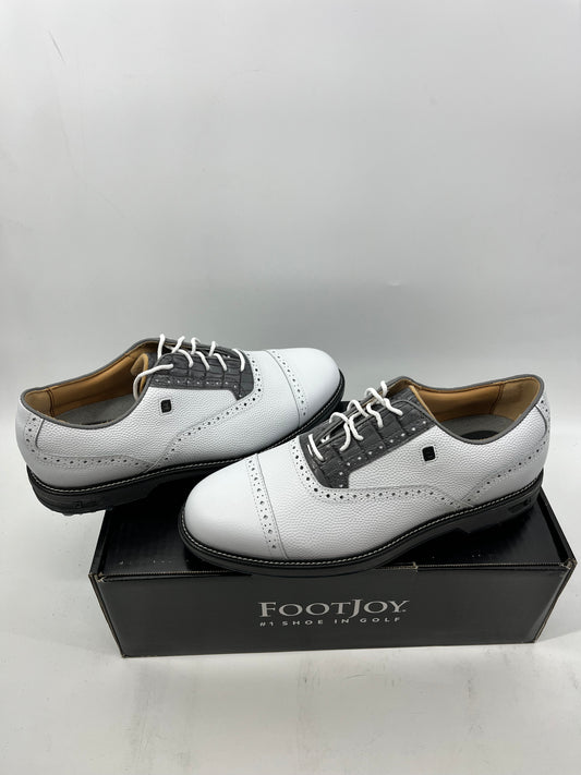 Footjoy Myjoys Premiere Series Tarlow Golf Shoes White Grey Gator 9.5 Medium