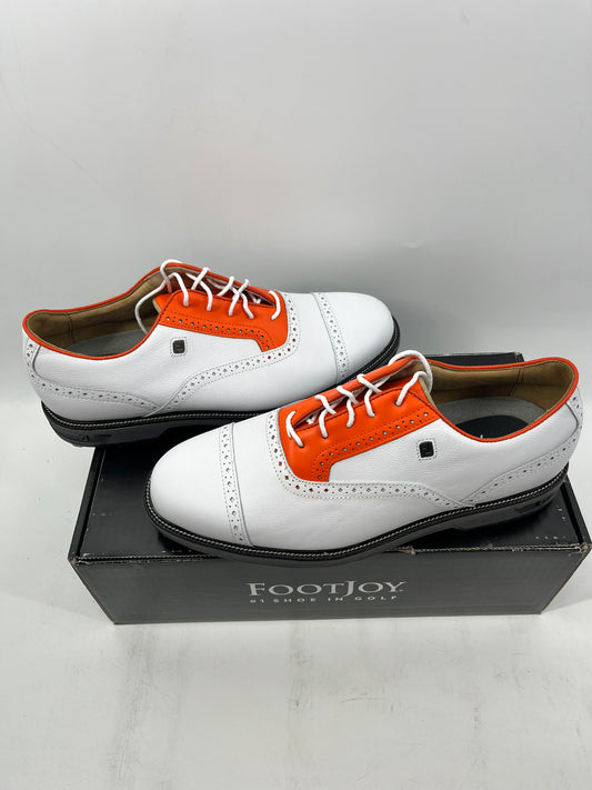 Footjoy Myjoys Premiere Series Tarlow Golf Shoes White Orange 10.5 Wide W