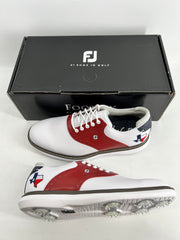 Footjoy Myjoys Traditions Series Golf Shoes White Red Blue Texas 8.5 Medium