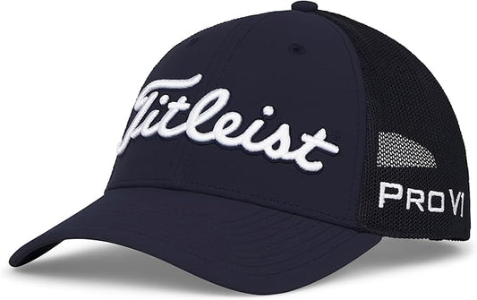 Titleist Golf Tour Performance Mesh Hat 2025 Navy White Adjustable Closure