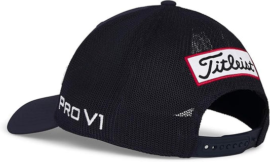 Titleist Golf Tour Performance Mesh Hat 2025 Navy White Adjustable Closure