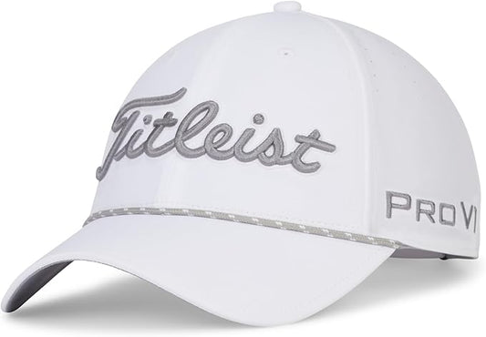 Titleist Golf Tour Breezer Hat 2025 White Gray Adjustable Closure