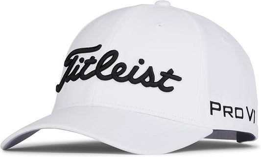 Titleist Golf Tour Performance Hat 2025 White Black Adjustable Closure