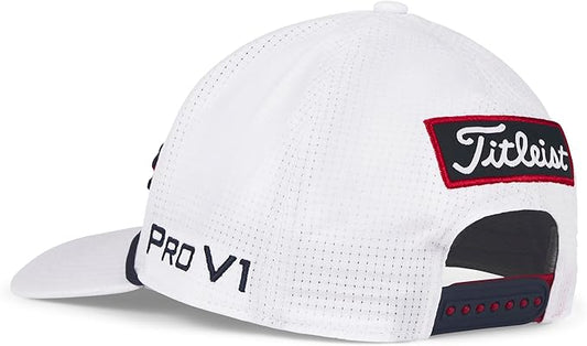 Titleist Golf Tour Rope Hat 2025 White Navy Red Mesh Material Adjustable Back