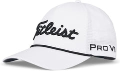 Titleist Golf Tour Rope Hat 2025 White Black Mesh Material Adjustable Back