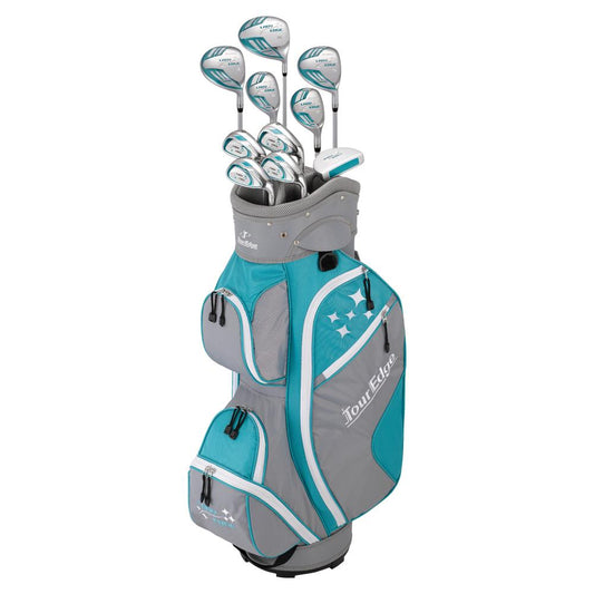 Tour Edge Lady Edge Complete Package 10 Club Set +1" Turquoise White Cart