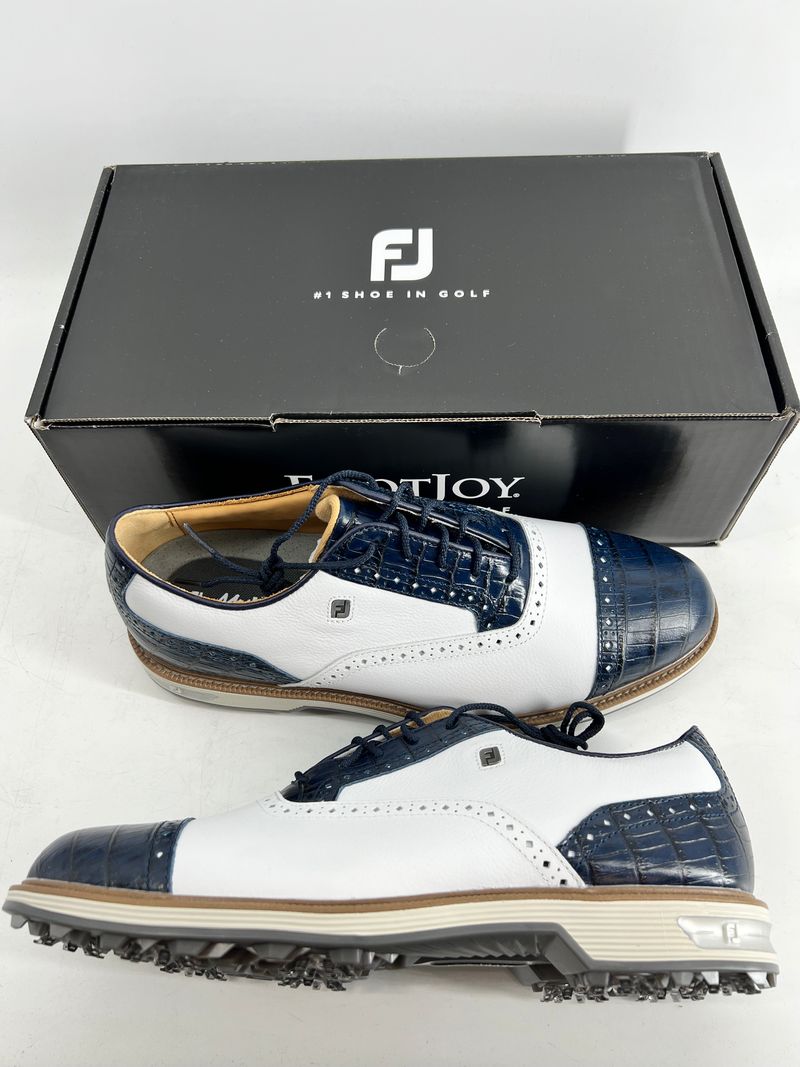 Footjoy Myjoys Premiere Series Tarlow Golf Shoes White Navy 10.5 Medium