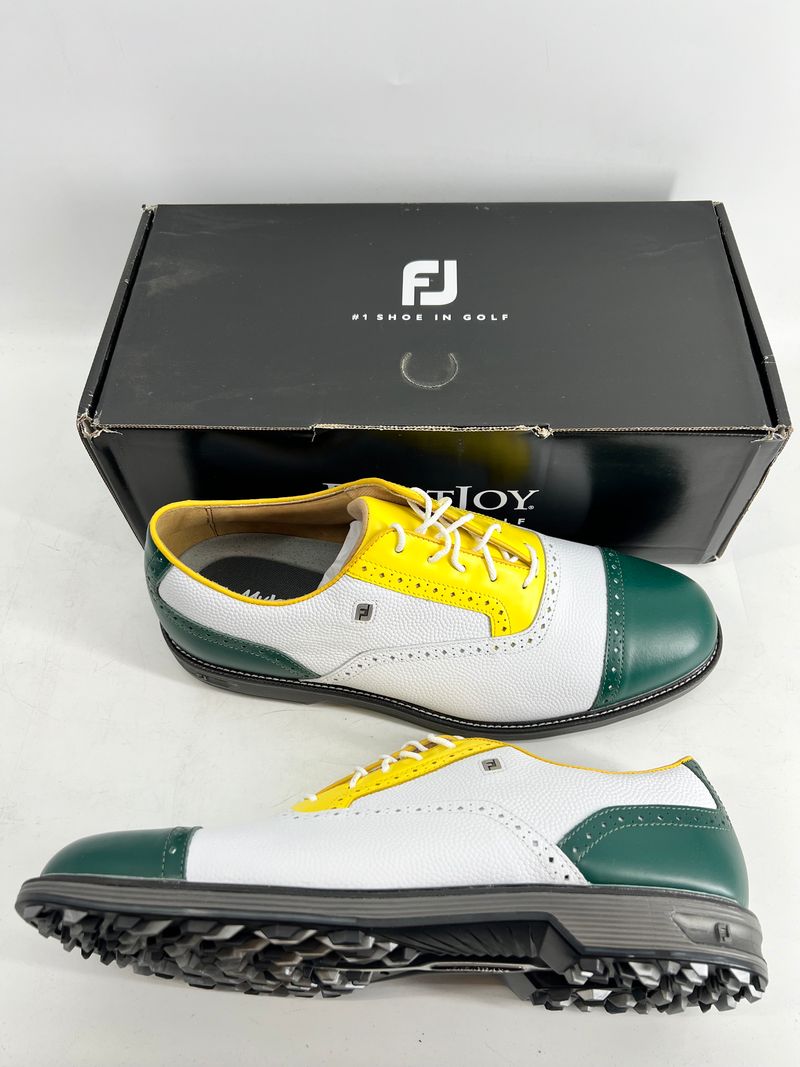 Footjoy Myjoys Premiere Series Tarlow Spikeless Golf Shoes Green Yellow 13 M