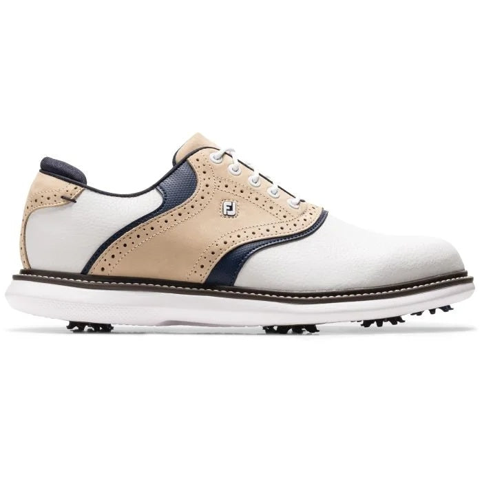 Footjoy Golf Shoes Traditions LE 57971 Style 9.5 Medium Mens White Tan Navy