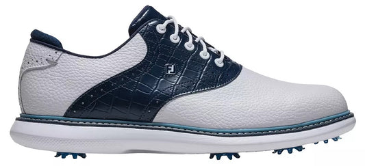 Footjoy Golf Shoes Traditions 57981 Style 9.5 Medium Mens White Navy Blue