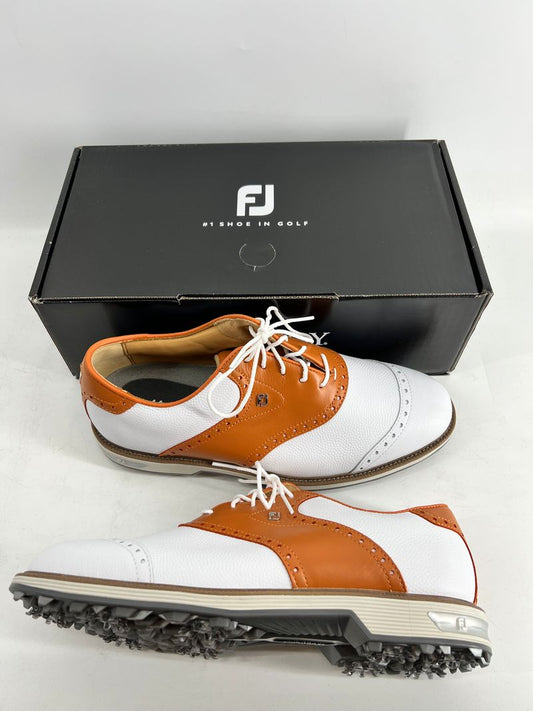 Footjoy Myjoys Premiere Series Wilcox Golf Shoes White Orange 10 Extra Wide